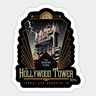 Twilight Zone Tower of Terror Hollywood Tower Hotel (Front Side) Shirt Design Sticker